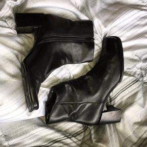 Black leather booties
